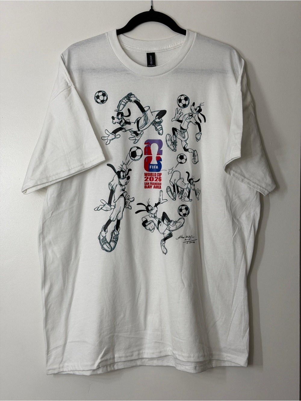 HANDMADE White Short-Sleeve FIFA World Cup 2026 Goofy Soccer Graphic Tee